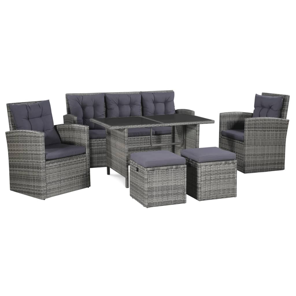 Loungeset Met Kussens Poly Rattan