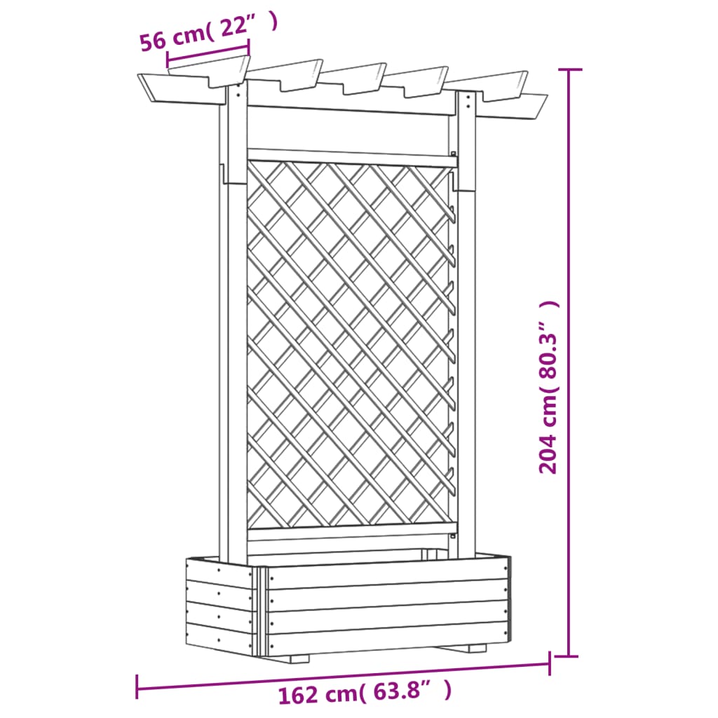 Pergola Plantenbak 162X56X204 Cm Hout