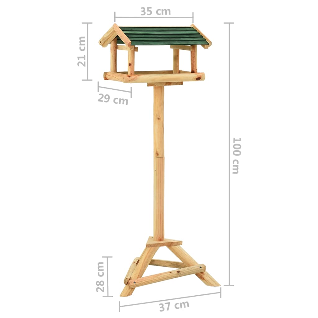 Vogelvoeder Met Standaard 37X28X100 Cm Massief Vurenhout Groen