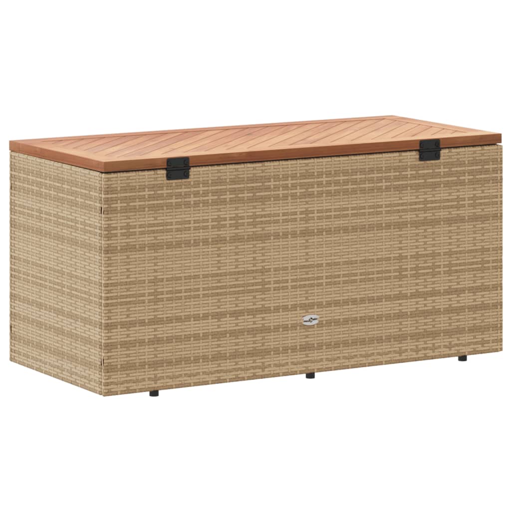 Tuinbox 110X50X54 Cm Poly Rattan En Acaciahout Beige