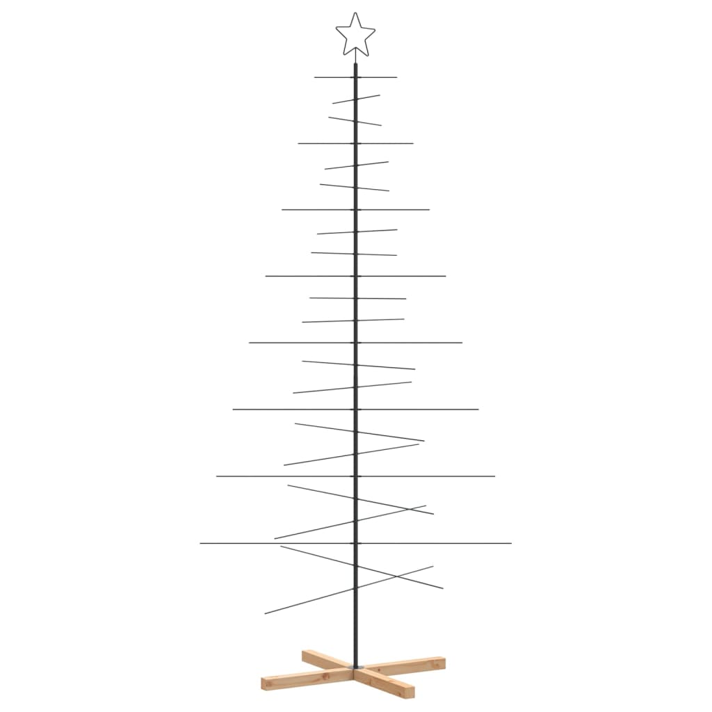 Kerstdecoratie Kerstboom Met Houten Basis Metaal Zwart