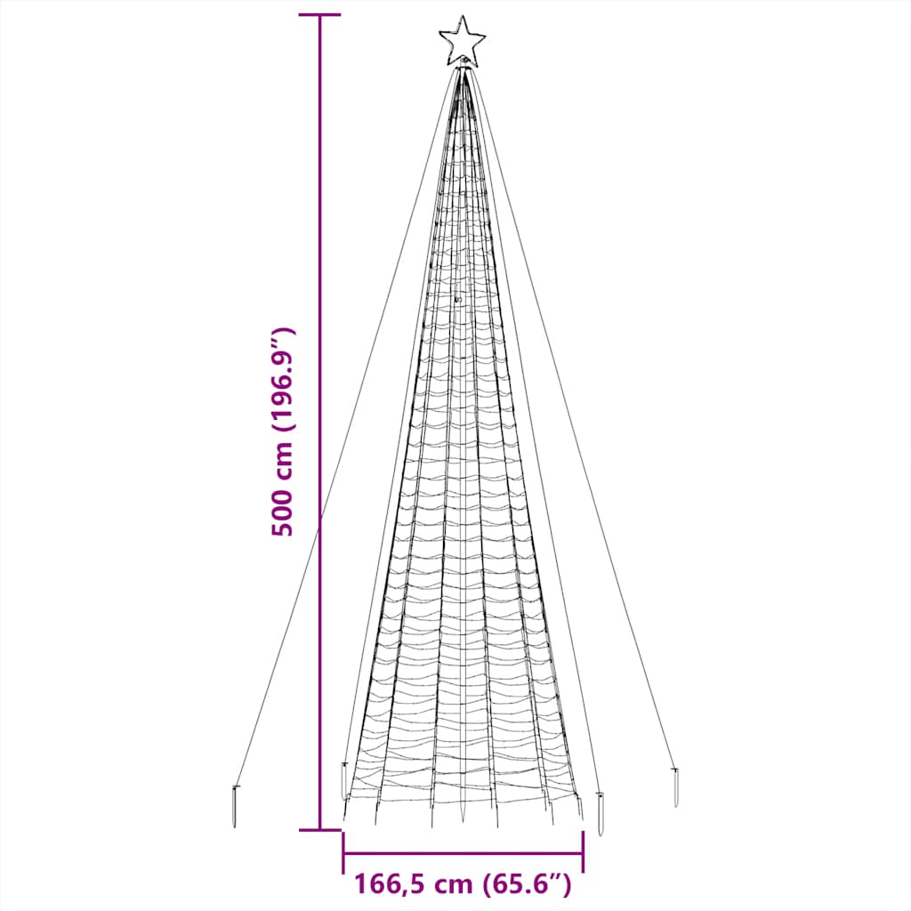 Lichtkegel Met Grondpinnen 1534 Koudwitte Led's 500 Cm