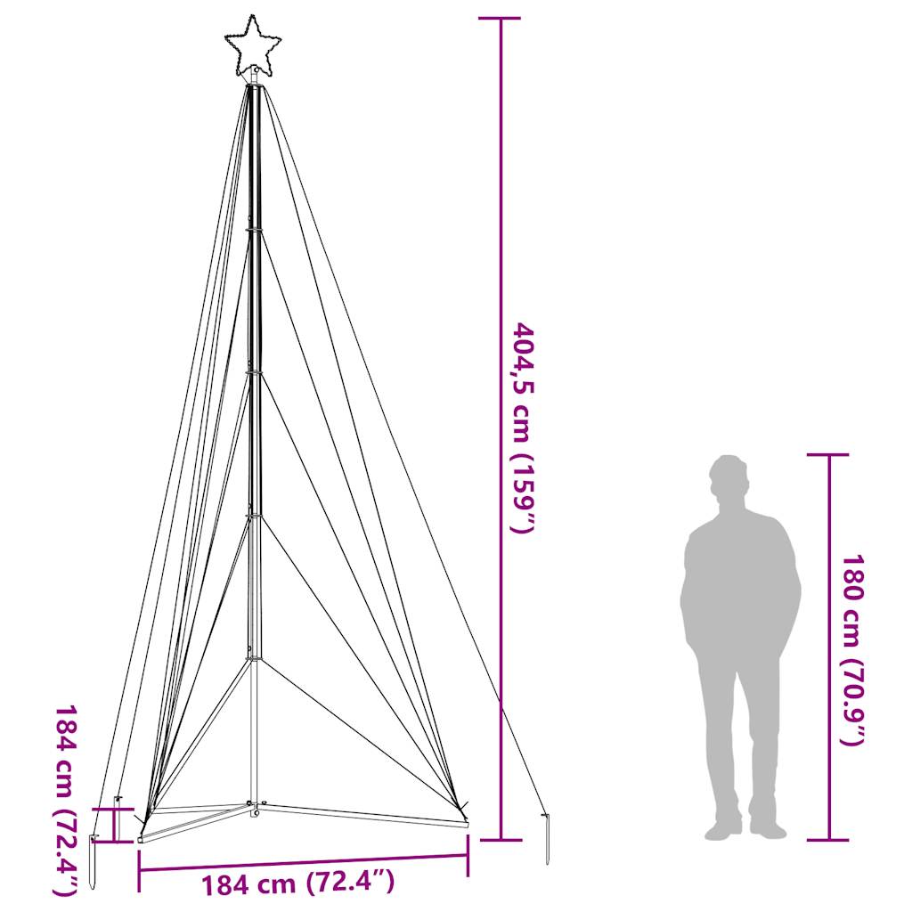 Kerstboomverlichting 615 Warmwitte Led's 404,5 Cm