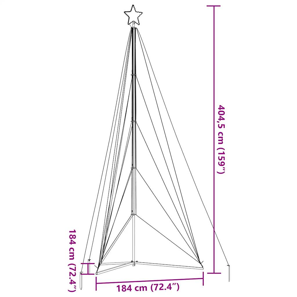 Kerstboomverlichting 615 Warmwitte Led's 404,5 Cm