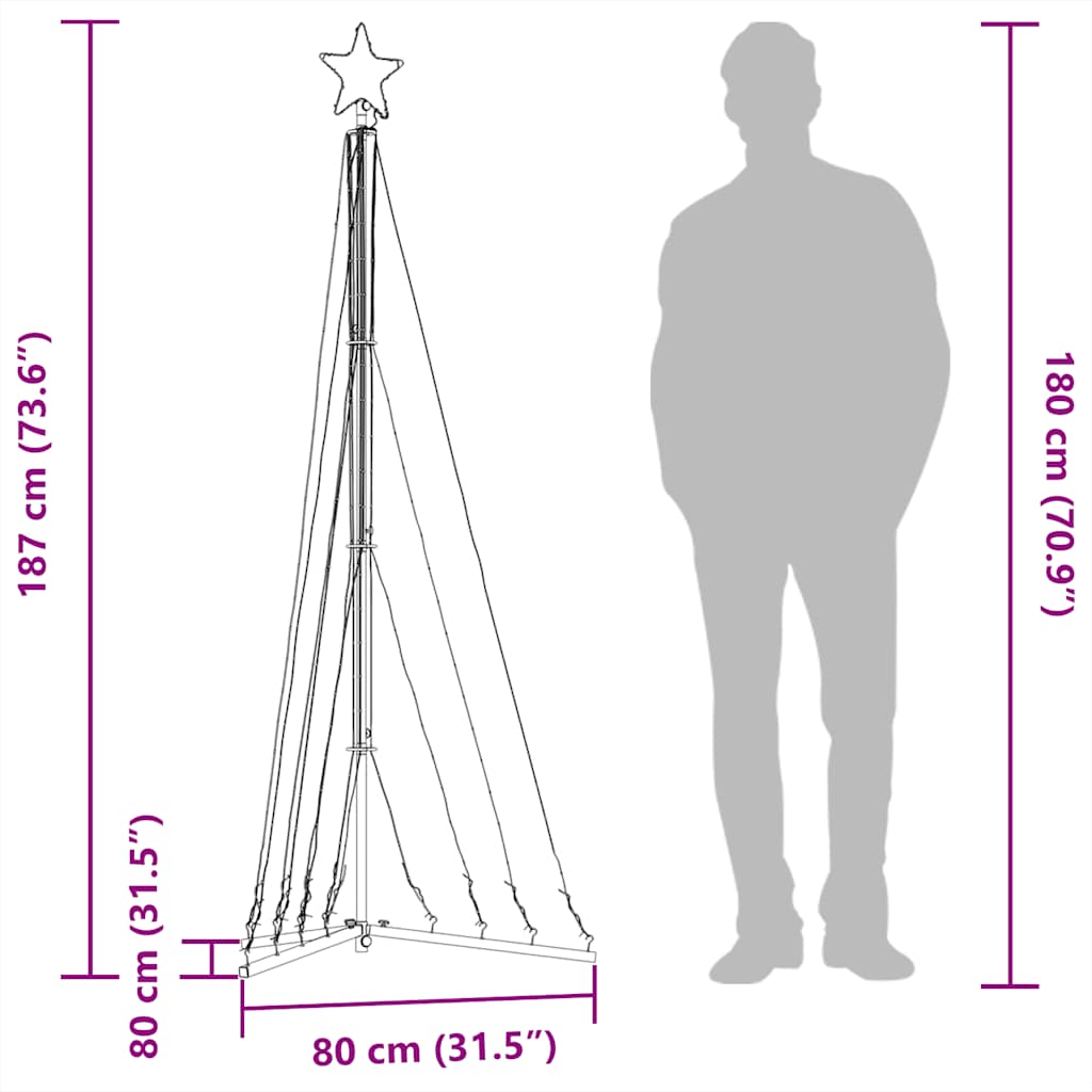 Kerstboomverlichting 339 Blauwe Led's 187 Cm