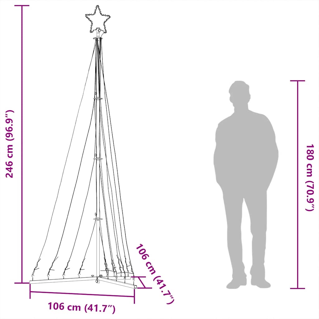 Kerstboomverlichting 447 Koudwitte Led's 249 Cm