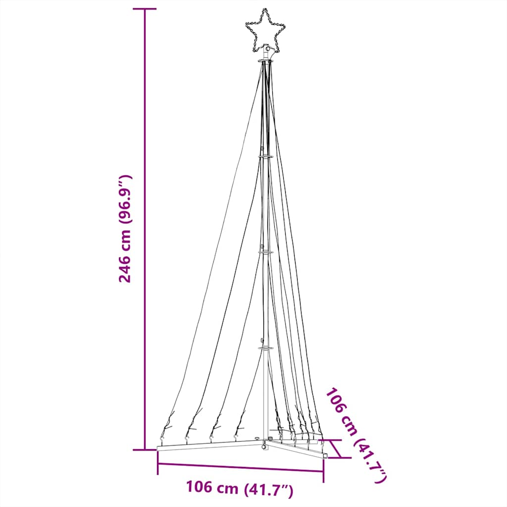 Kerstboomverlichting 447 Koudwitte Led's 249 Cm