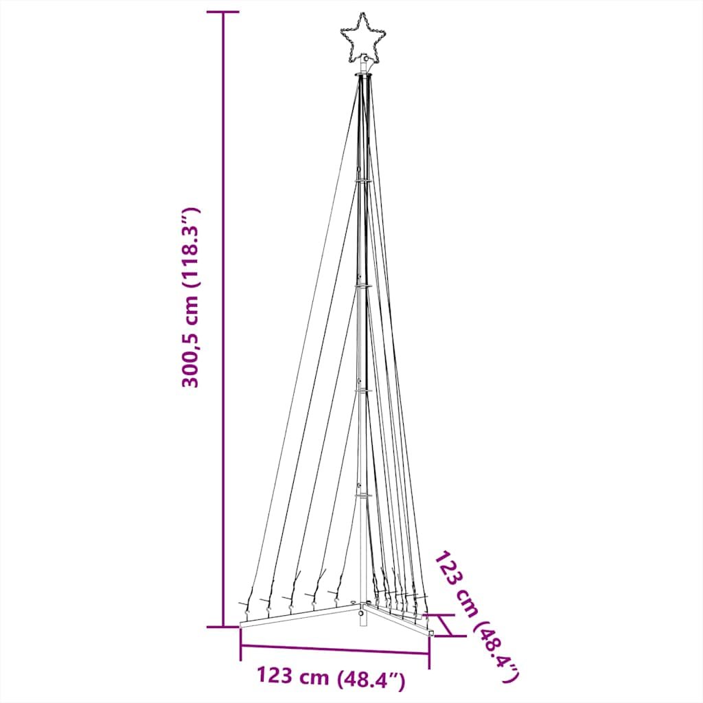 Kerstboomverlichting 495 Blauwe Led's 300,5 Cm