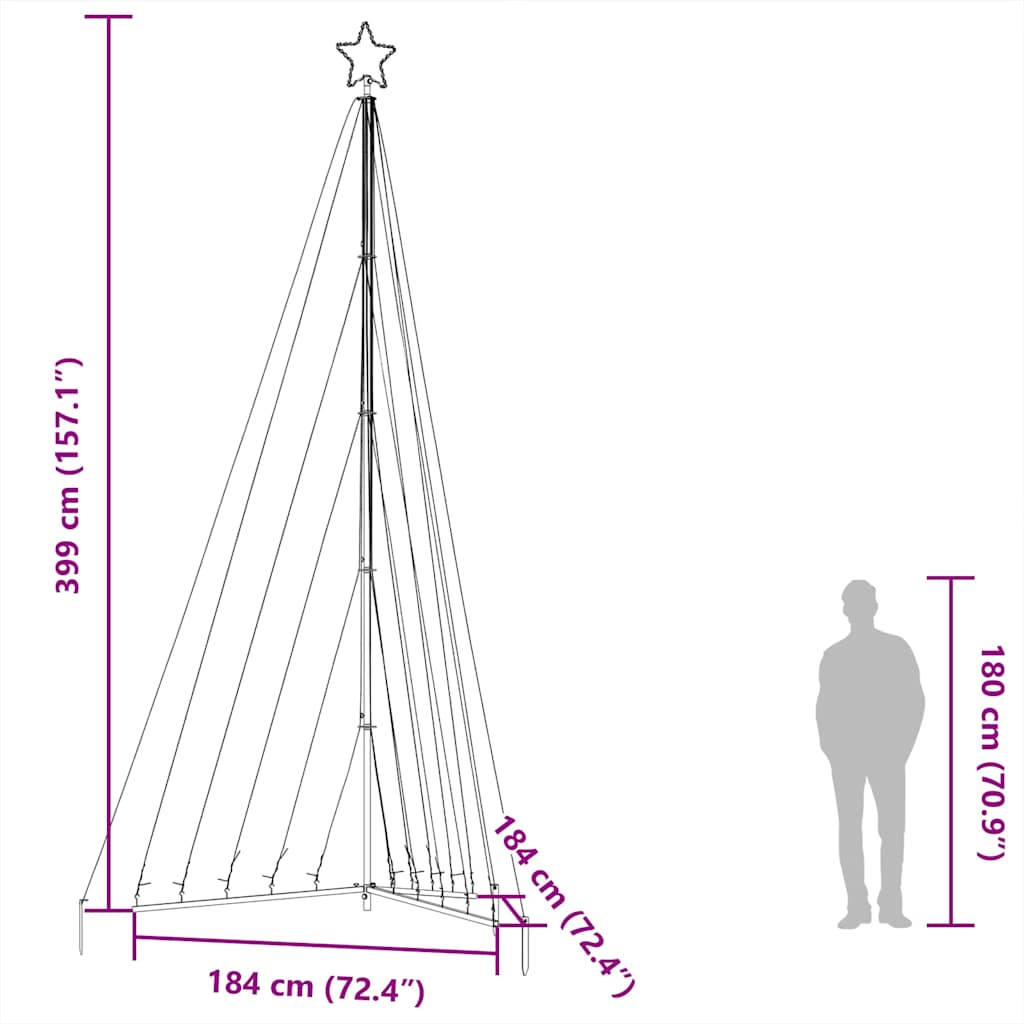 Kerstboomverlichting 570 Warmwitte Led's 399 Cm