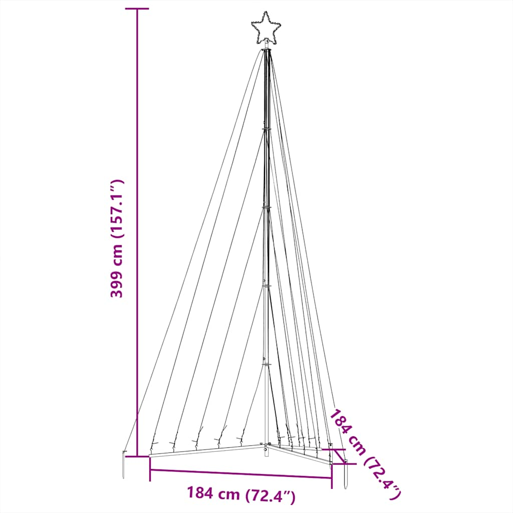 Kerstboomverlichting 570 Warmwitte Led's 399 Cm