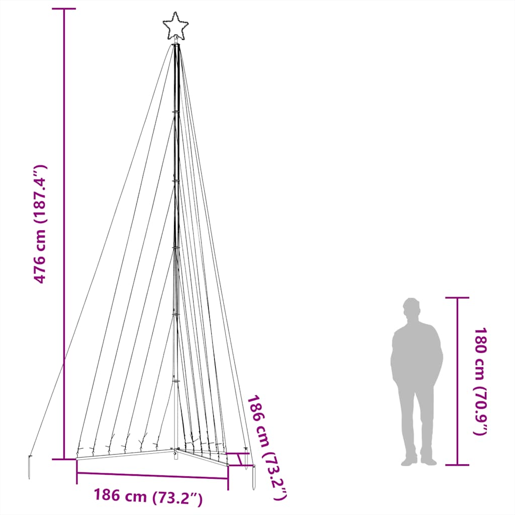 Kerstboomverlichting 789 Warmwitte Led's 476 Cm