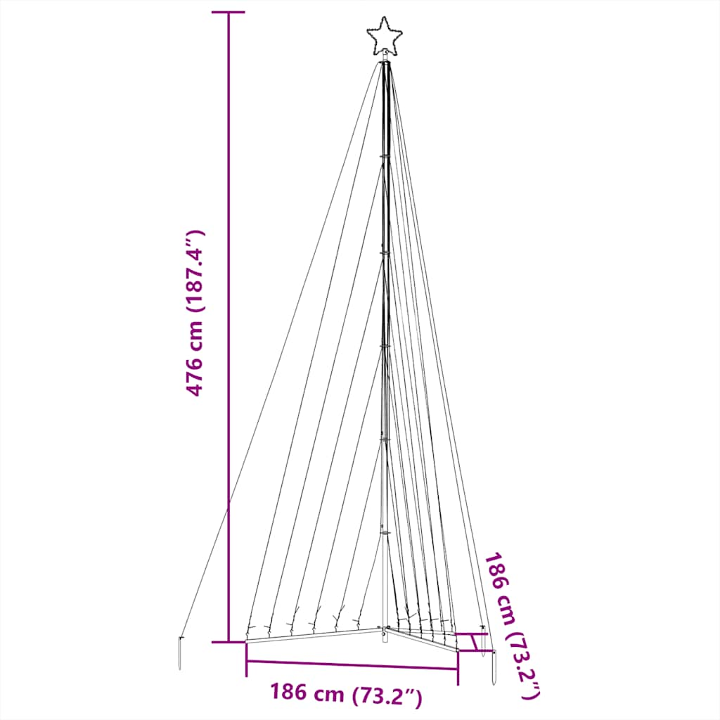 Kerstboomverlichting 789 Warmwitte Led's 476 Cm