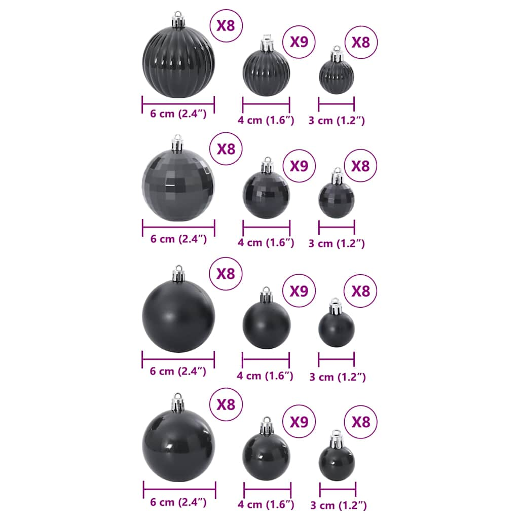 Kerstballen 100 St Ø3/4/6 Cm Zwart