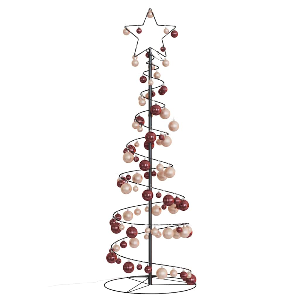 Kerstboom Lichtkegel Met Kerstballen 100 Led's Warmwitte 150 Cm