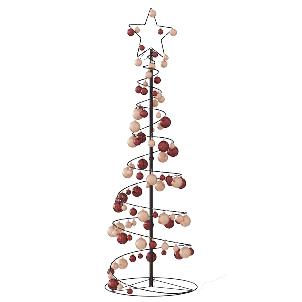 Kerstboom Lichtkegel Met Kerstballen 100 Led's Warmwitte 150 Cm