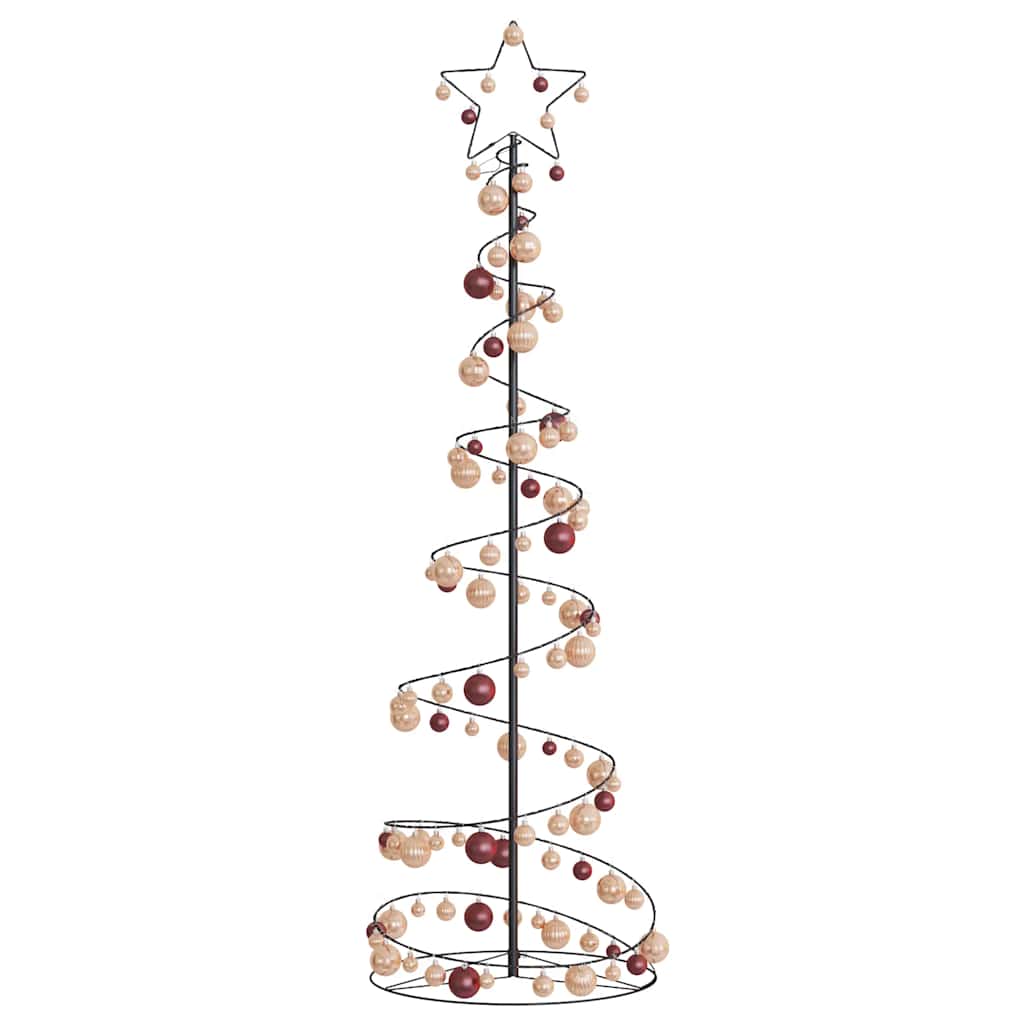 Kerstboom Lichtkegel Met Kerstballen 120 Led's Warmwitte 180 Cm