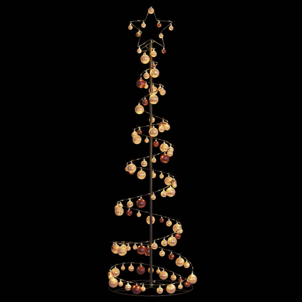 Kerstboom Lichtkegel Met Kerstballen 120 Led's Warmwitte 180 Cm